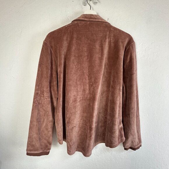 Wrap London Womens Velour V-Neck Collared Pullover Top Size 8 Brown Long Sleeve - Picture 2 of 8